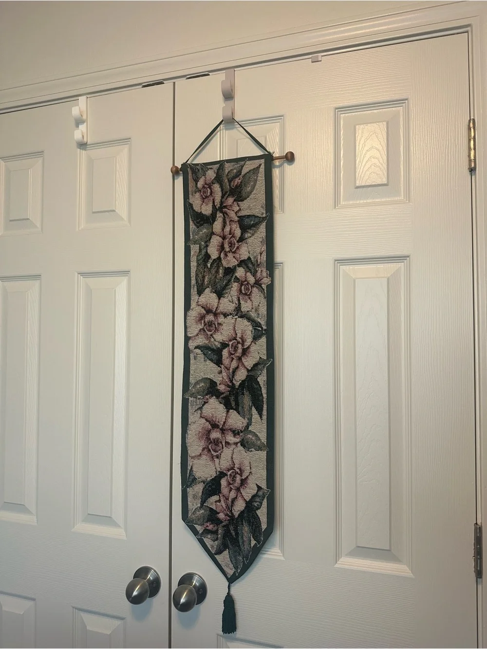 Floral Tapestry Wall Hanging in Green and Pink